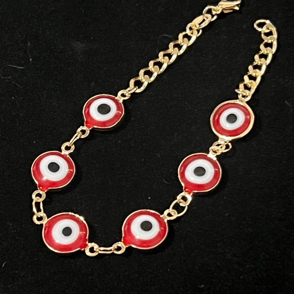 Gold and Red Evil Eye Bracelet